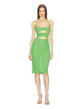 NWT Michael Costello x Revolve Elliot Midi Dress in Green Mesh XS